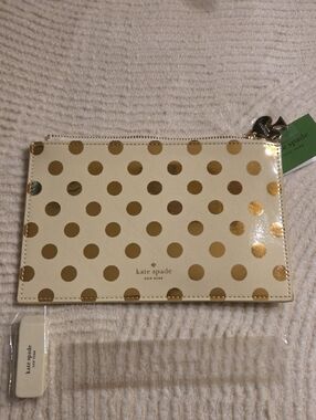 Kate Spade New York Gold Dots pencil pouch or cosmetic clutch. 